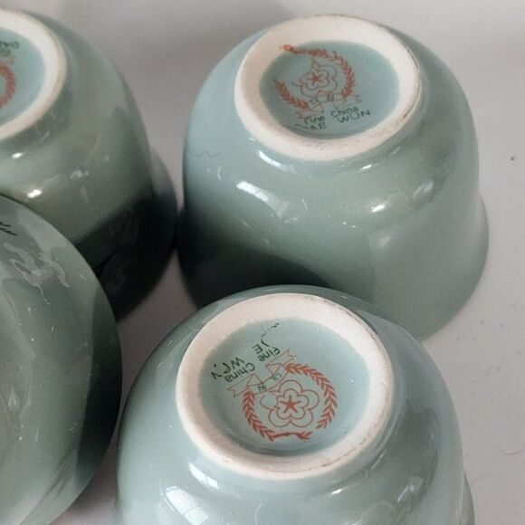 Set Of 6 DAE WON Crane Fine China Tea Cups - Picture 7 of 10